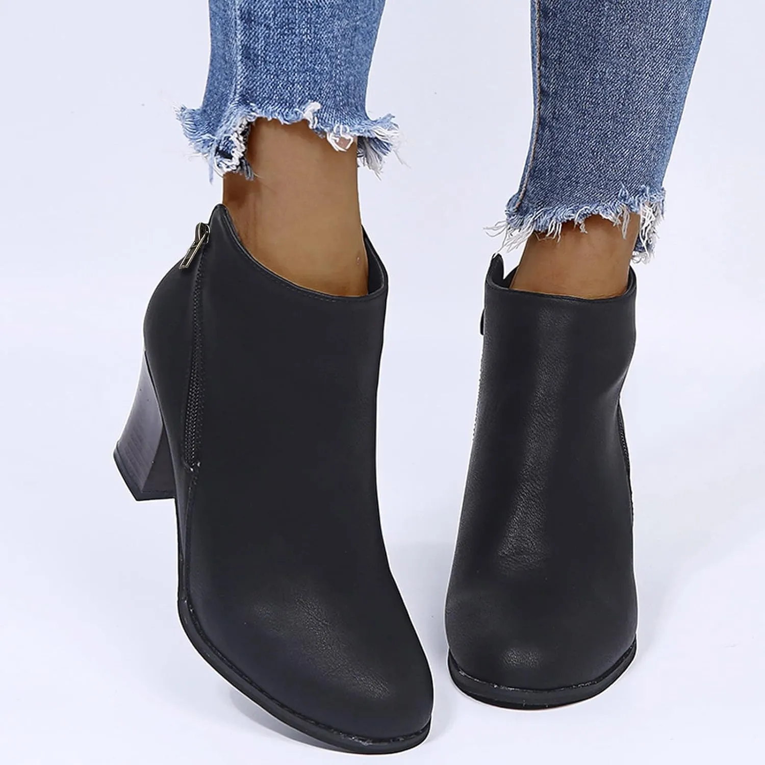 Ankle Boots Womens Black Boots Cute Fall Boots Women's Size 11 Womens Leather Booties and Ankle Boots No Heel Wide Width Booties for Women Low Heel