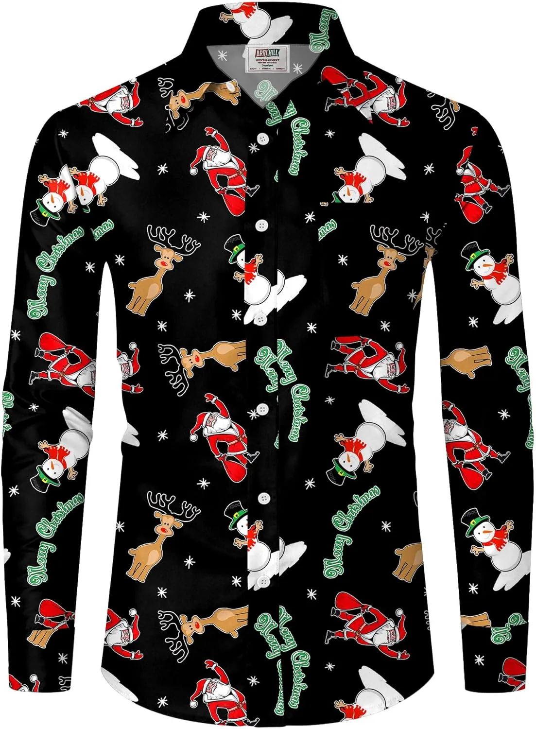 Arvilhill Men's Christmas Button Shirts Long Sleeve Ugly Xmas Shirts (S-3XL)
