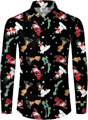 Arvilhill Men's Christmas Button Shirts Long Sleeve Ugly Xmas Shirts (S-3XL)