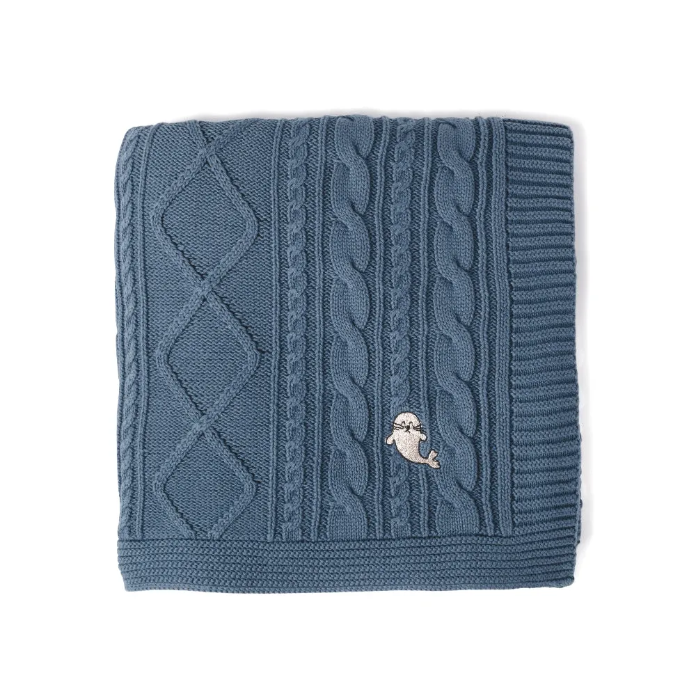Aster and Oak Bluestone Cable Knit Blanket