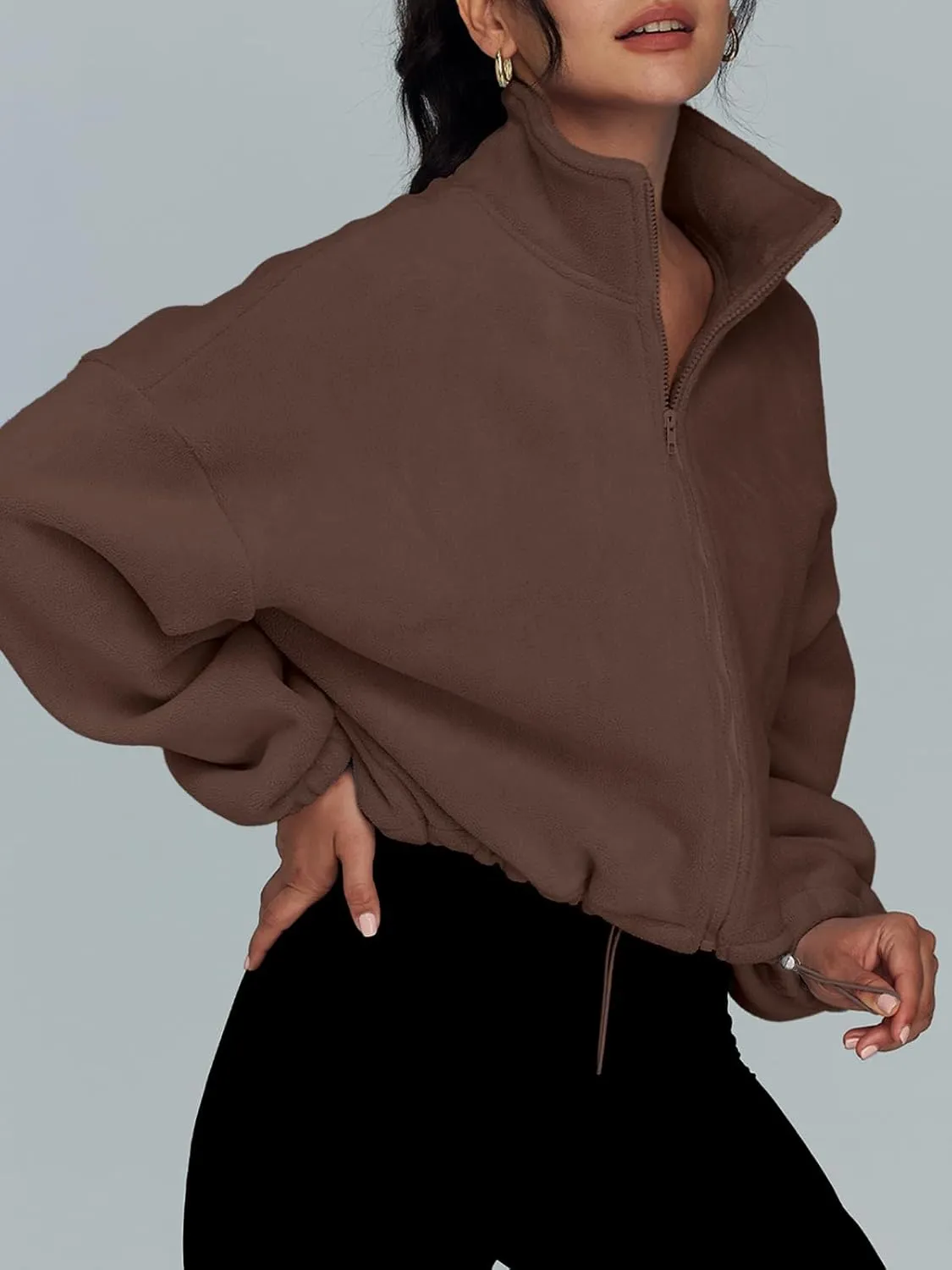 AUTOMET Womens Fleece Jackets Zip Up Oversized Sweatshirts Winter Clothes Long Sleeve Crop Sherpa Fall Outfits Fashion