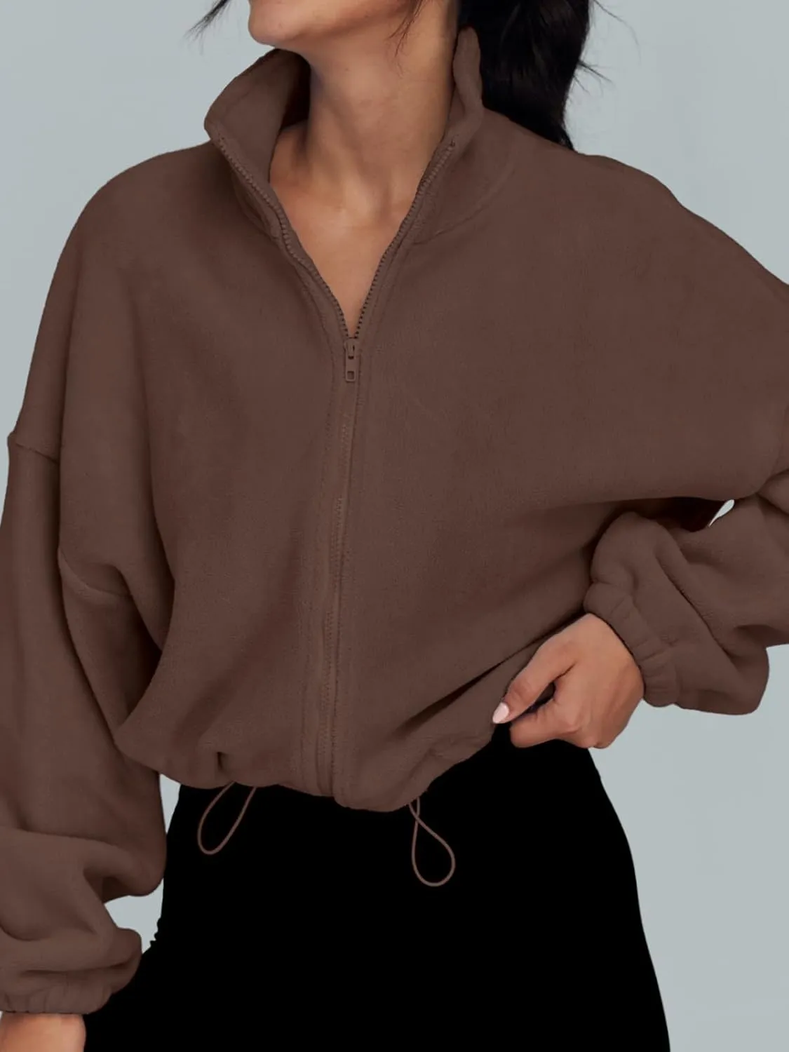 AUTOMET Womens Fleece Jackets Zip Up Oversized Sweatshirts Winter Clothes Long Sleeve Crop Sherpa Fall Outfits Fashion