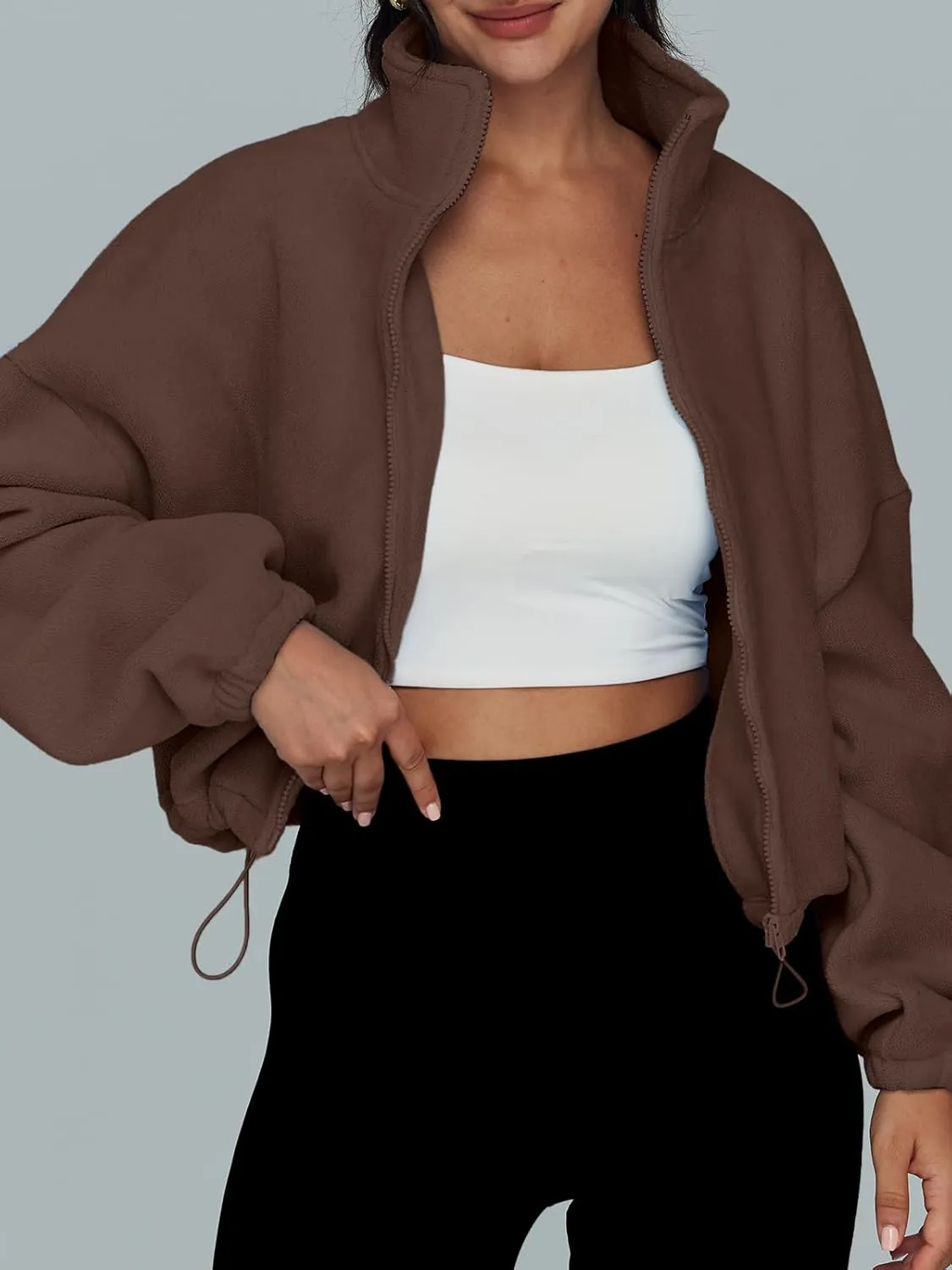AUTOMET Womens Fleece Jackets Zip Up Oversized Sweatshirts Winter Clothes Long Sleeve Crop Sherpa Fall Outfits Fashion