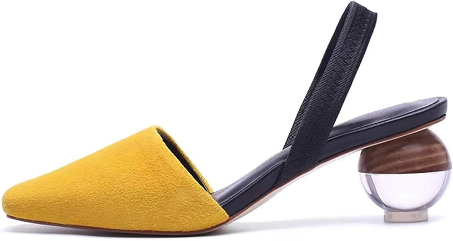 Axellion Mule Slipper for Women, Abnormal Heel Sandals Round Toe Mule Shoes Spherical Sandal Slides for Party Evening