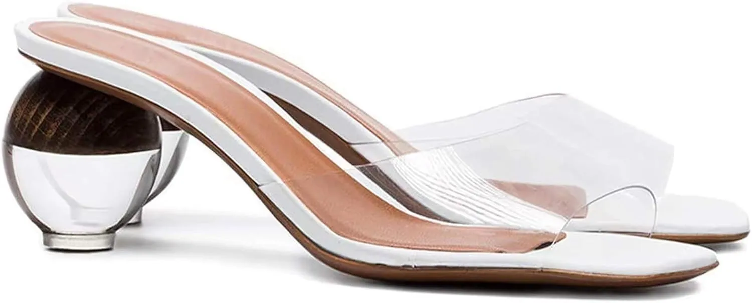Axellion Mule Slipper for Women, Abnormal Heel Sandals Round Toe Mule Shoes Spherical Sandal Slides for Party Evening