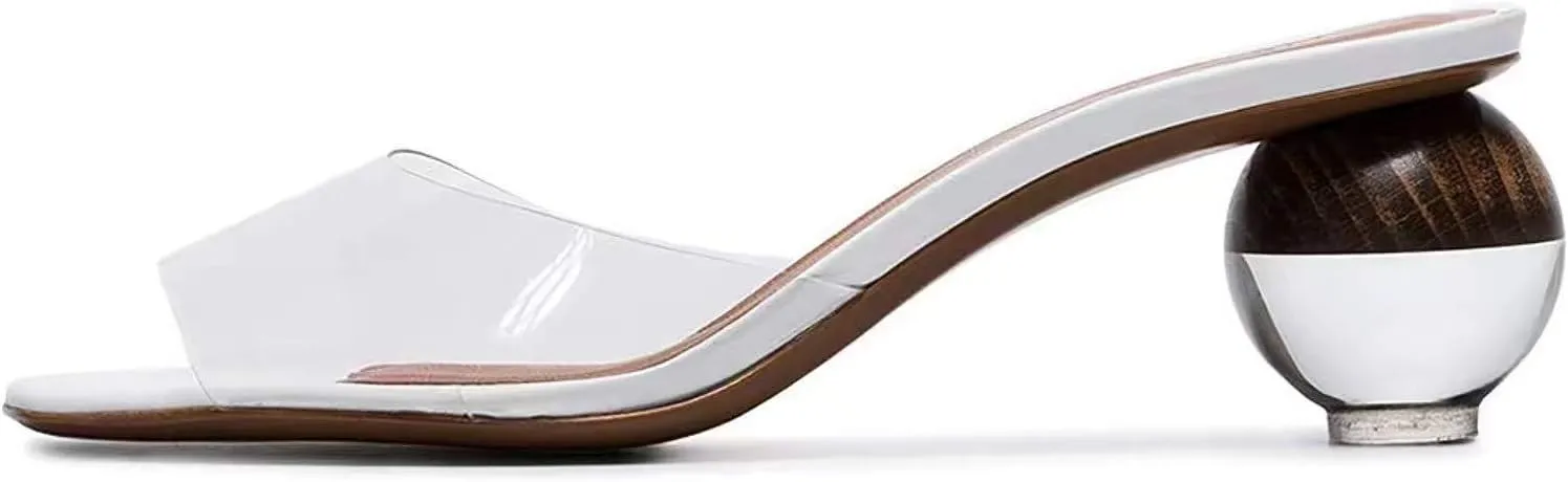 Axellion Mule Slipper for Women, Abnormal Heel Sandals Round Toe Mule Shoes Spherical Sandal Slides for Party Evening