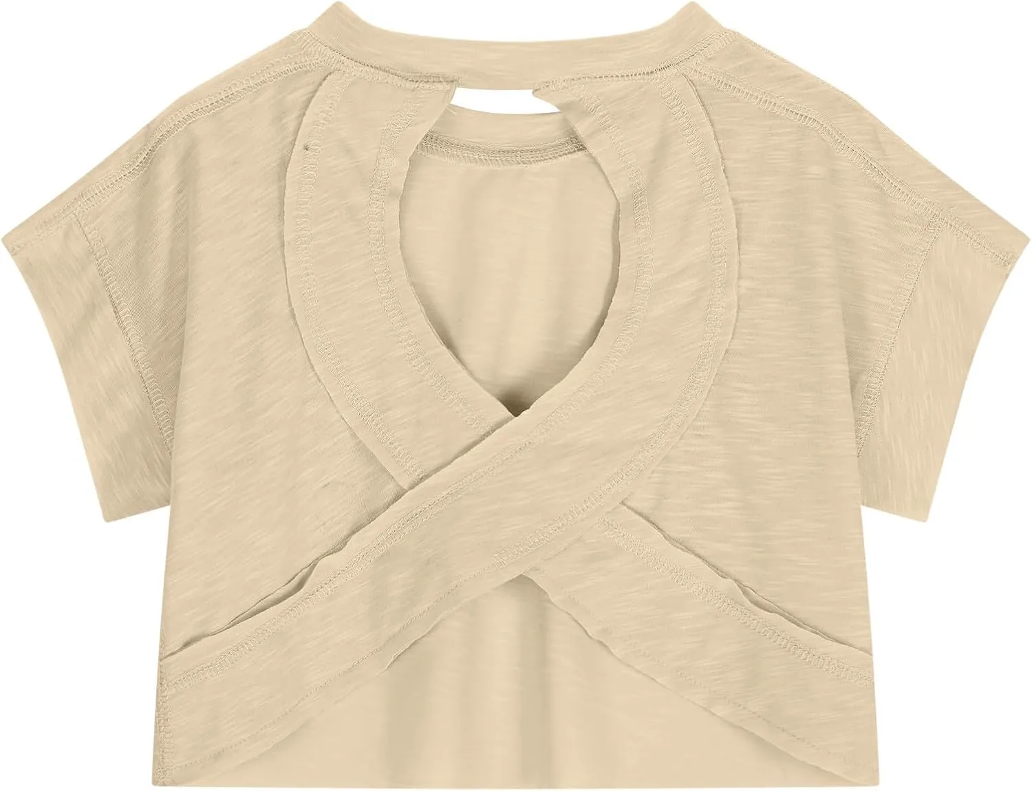 Backless Tops for Girls Open Back Workout Short Sleeve Gym Shirts Summer Casual Yoga Y2k Athletic Crop Running Tees