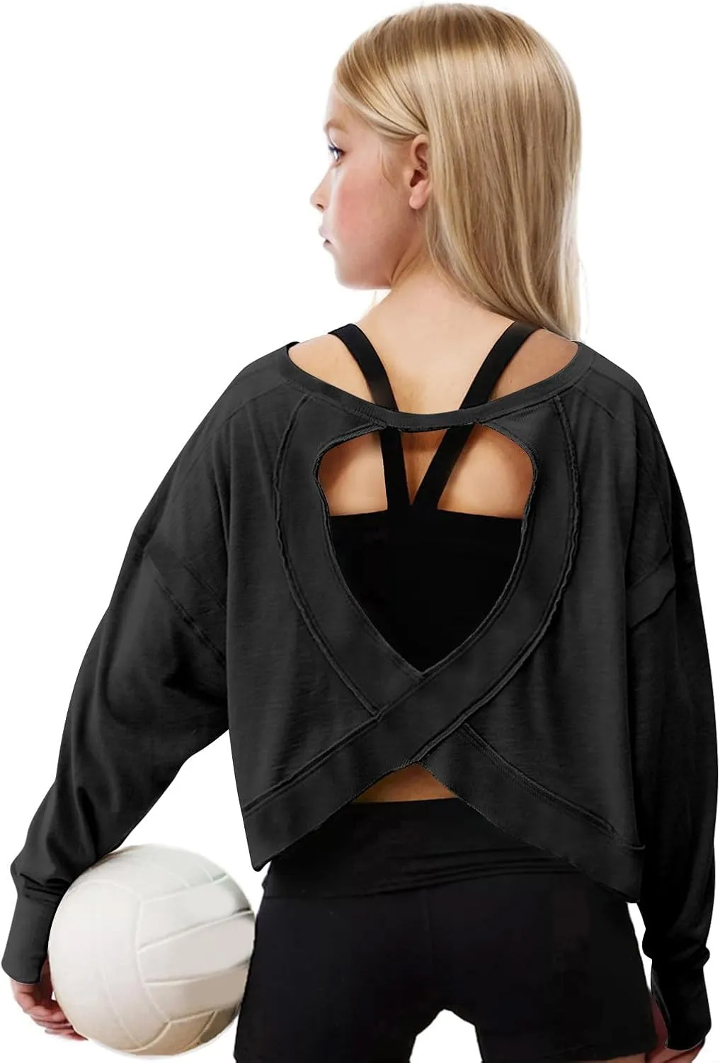 Backless Tops for Girls Open Back Workout Short Sleeve Gym Shirts Summer Casual Yoga Y2k Athletic Crop Running Tees