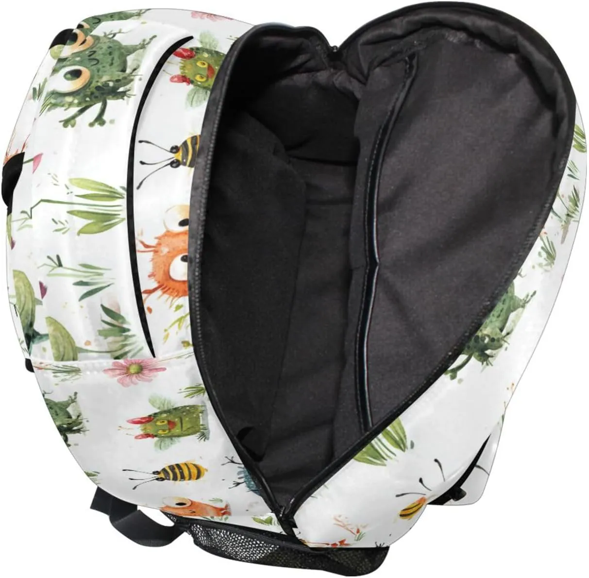 Backpack for Unisex Adult Fashion Backpack With Water Bottle Pocket with Chest Strap for Travel Trip Cartoon Sweet Aliens White