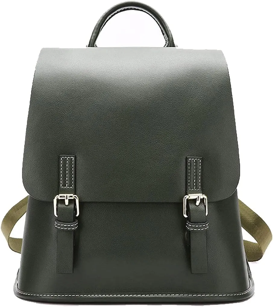 Backpack for women Female Bag Cowhide Large-Capacity Wild Leisure Travel Bag Ladies (Green)