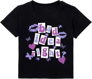 Bad Idea Right Shirts Toddler Girls Vintage Album T Shirts Music Merch Tee Tops Concert Tour Shirts Funny Music Shirt