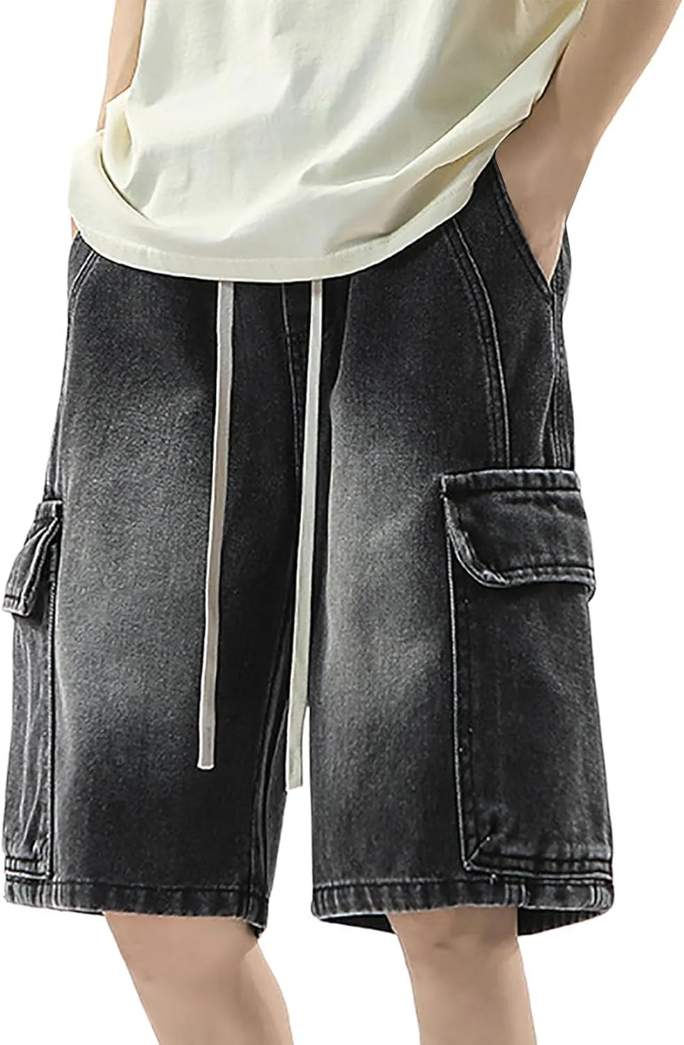 Baggy Jean Shorts for Men Summer Casual Loose Fit Y2K Hip Hop Skateboard Denim Shorts Trendy Outfits