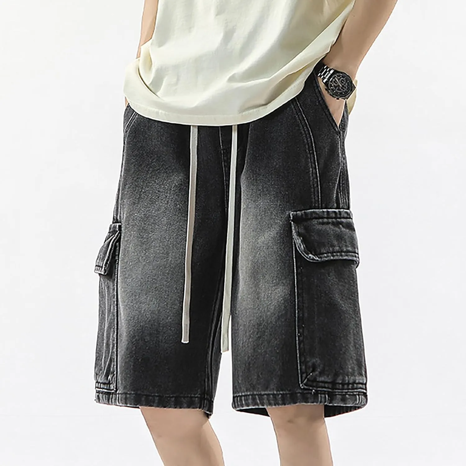Baggy Jean Shorts for Men Summer Casual Loose Fit Y2K Hip Hop Skateboard Denim Shorts Trendy Outfits