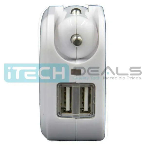 Baytek 2 in 1 Car & Home Charger w 2 USB Charging Ports (AC & DC) in White