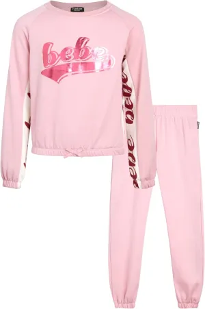 bebe Girls' Jogger Set - 2 Piece Active Fleece Pullover Sweatshirt and Sweatpants (Sizes: 4-16)