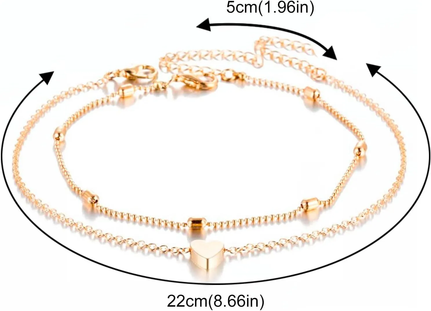 Best Friend Bracelet Matching Rings Silver Beaded Anklets Silver Ankle for Women S925 Bracelet Anklet Jewelry Foot Heart Adjustable Charm Anklet Friendship Bracelet (Gold, One Size)