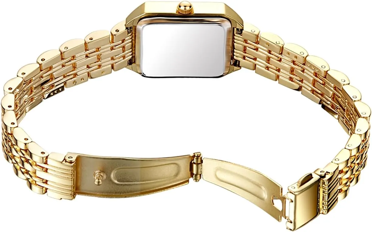 BESTKANG Women's Vintage Gold Watch - Roman/Arabic Numeral Dial Options, Adjustable Alloy Bracelet, 3ATM Water Resistant Quartz Movement with Resizing Tools