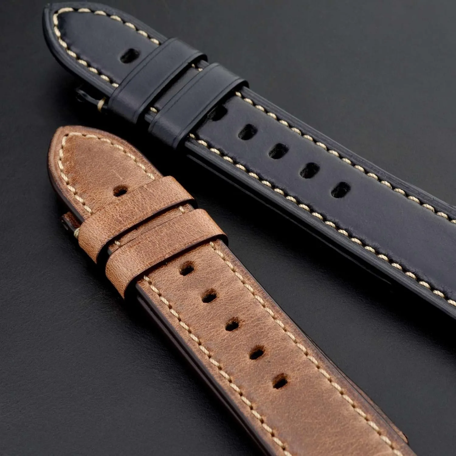 BISONSTRAP Leather Watch Band 18mm 19mm 20mm 21mm 22mm 23mm 24mm, Antique Watch Straps for Men, Supple and Breathable Calfskin