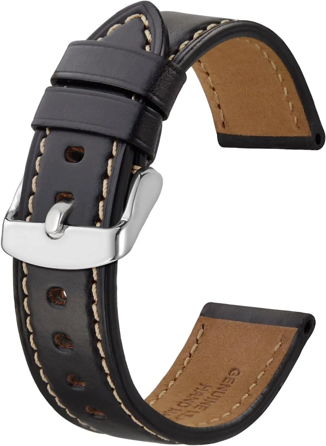BISONSTRAP Leather Watch Band 18mm 19mm 20mm 21mm 22mm 23mm 24mm, Antique Watch Straps for Men, Supple and Breathable Calfskin