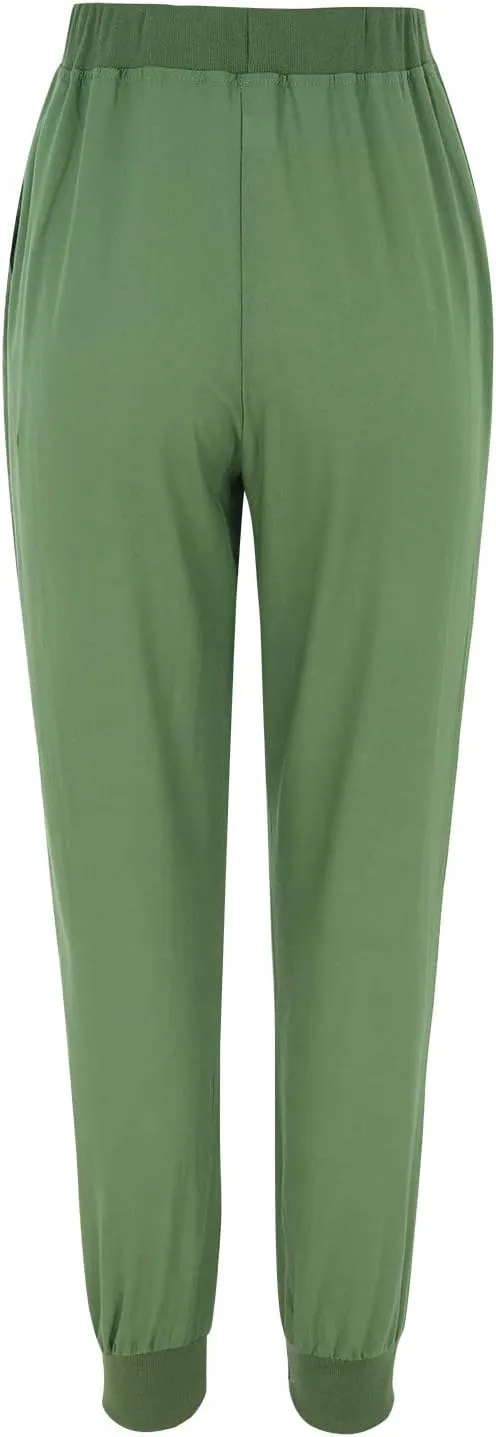 Black Linen Pants Women Tapered Summer Drawstring Elastic Waist High Waisted Lounge Sweatpants Casual Beach Trousers