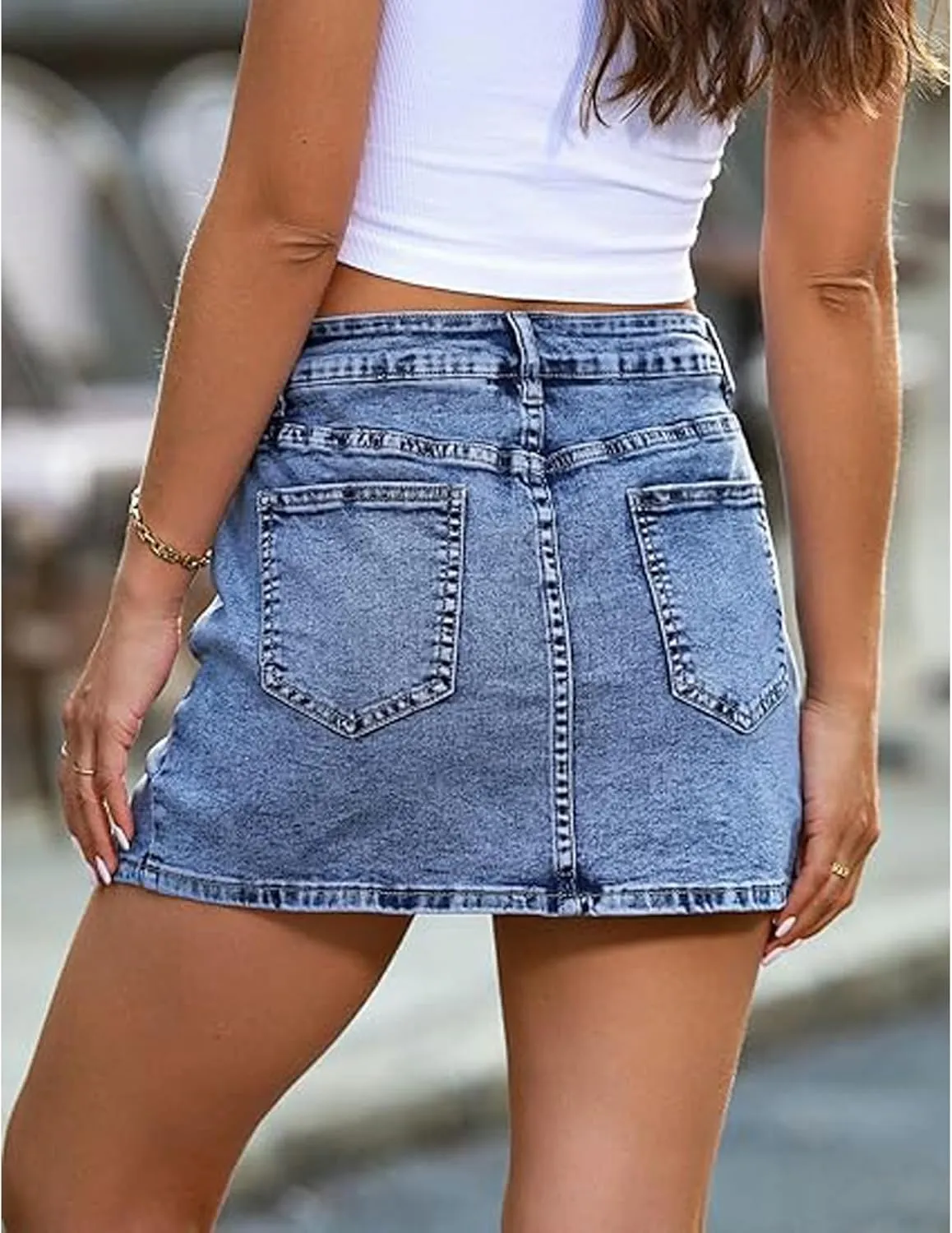 Bloomy Skort, Bloomy Jean Skort, Woman High Waisted Casual Stretchy Denim for Women, Casual and Versatile