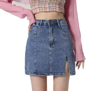Bloomy Skort, Bloomy Jean Skort, Woman High Waisted Casual Stretchy Denim for Women, Casual and Versatile