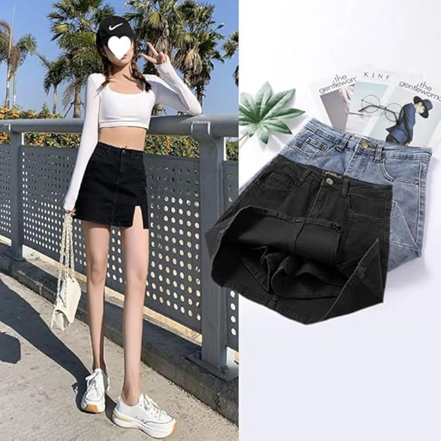 Bloomy Skort, Bloomy Jean Skort, Woman High Waisted Casual Stretchy Denim for Women, Casual and Versatile