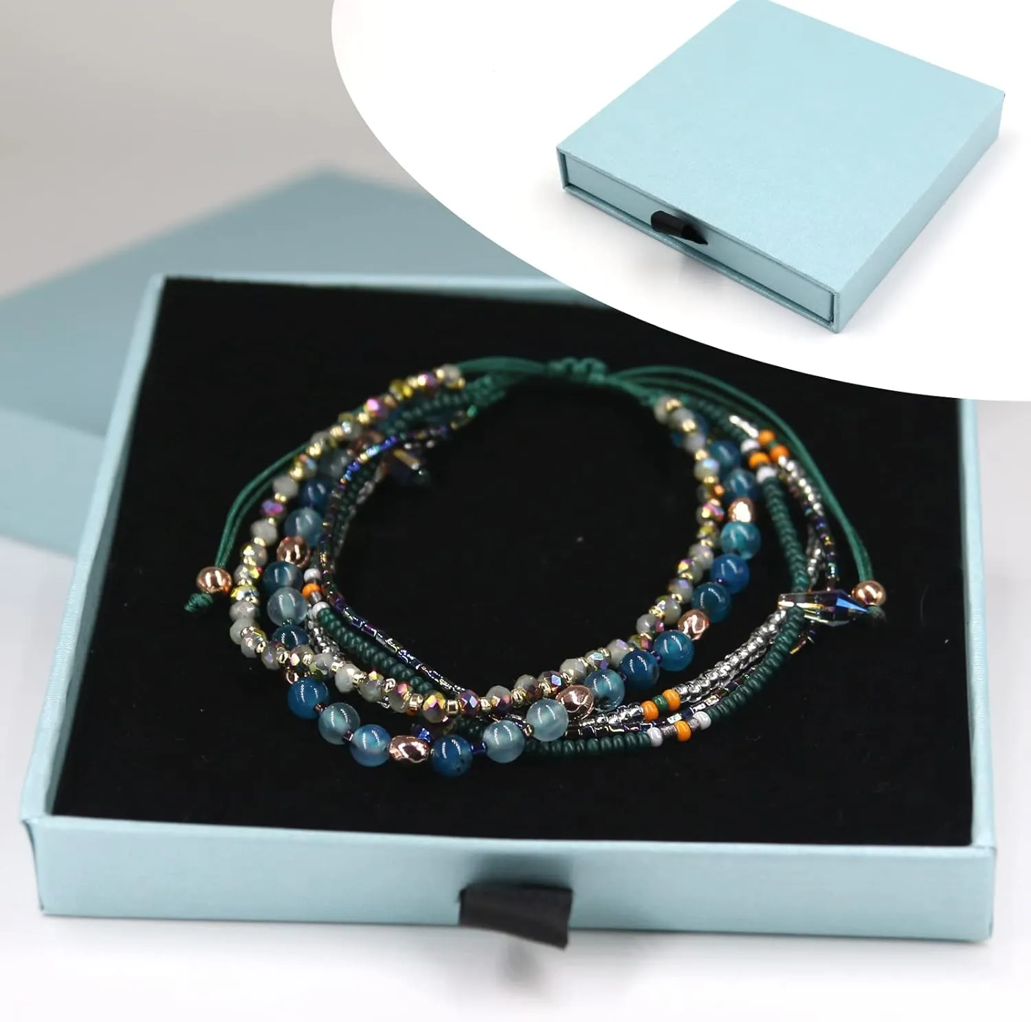 Boho Bracelets Anklets for Women Beaded - Adjustable Bohemian Anklets for Woman Handmade Beaded,2Pcs Braided Beach Bracelet Anklets