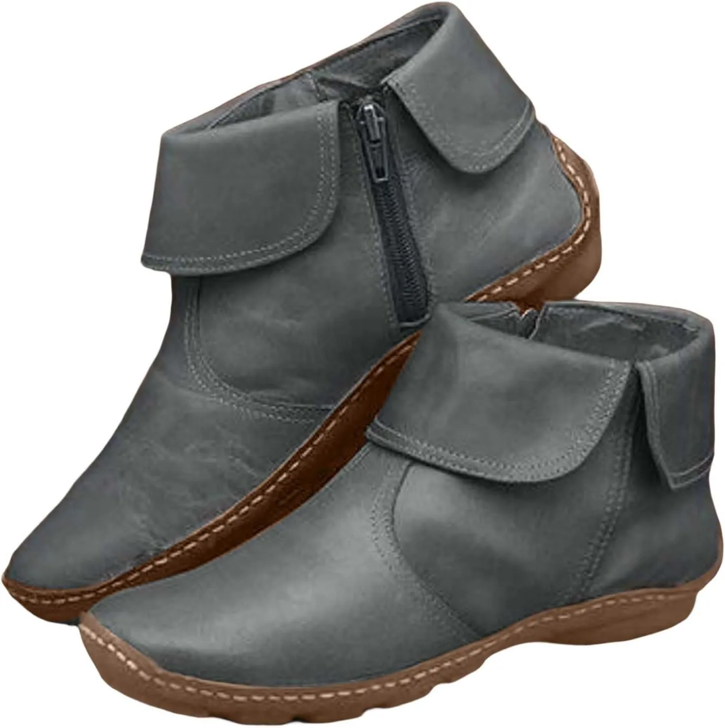 Botines Para Mujer Wide Boots Winter Heels Ladies Low Heel Boots Black Boots Ankle Grey Leather Booties Women Ankle Boots