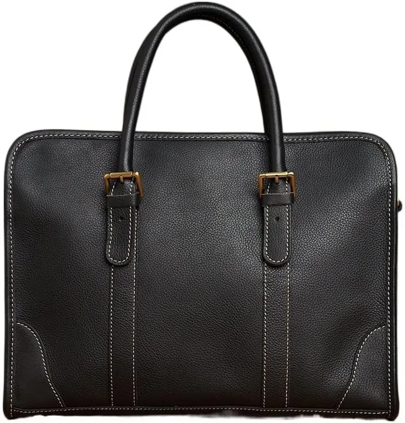 Briefcase Men Shoulder Handmade Leather Bag Black Laptop Business Bags Handbags Casual