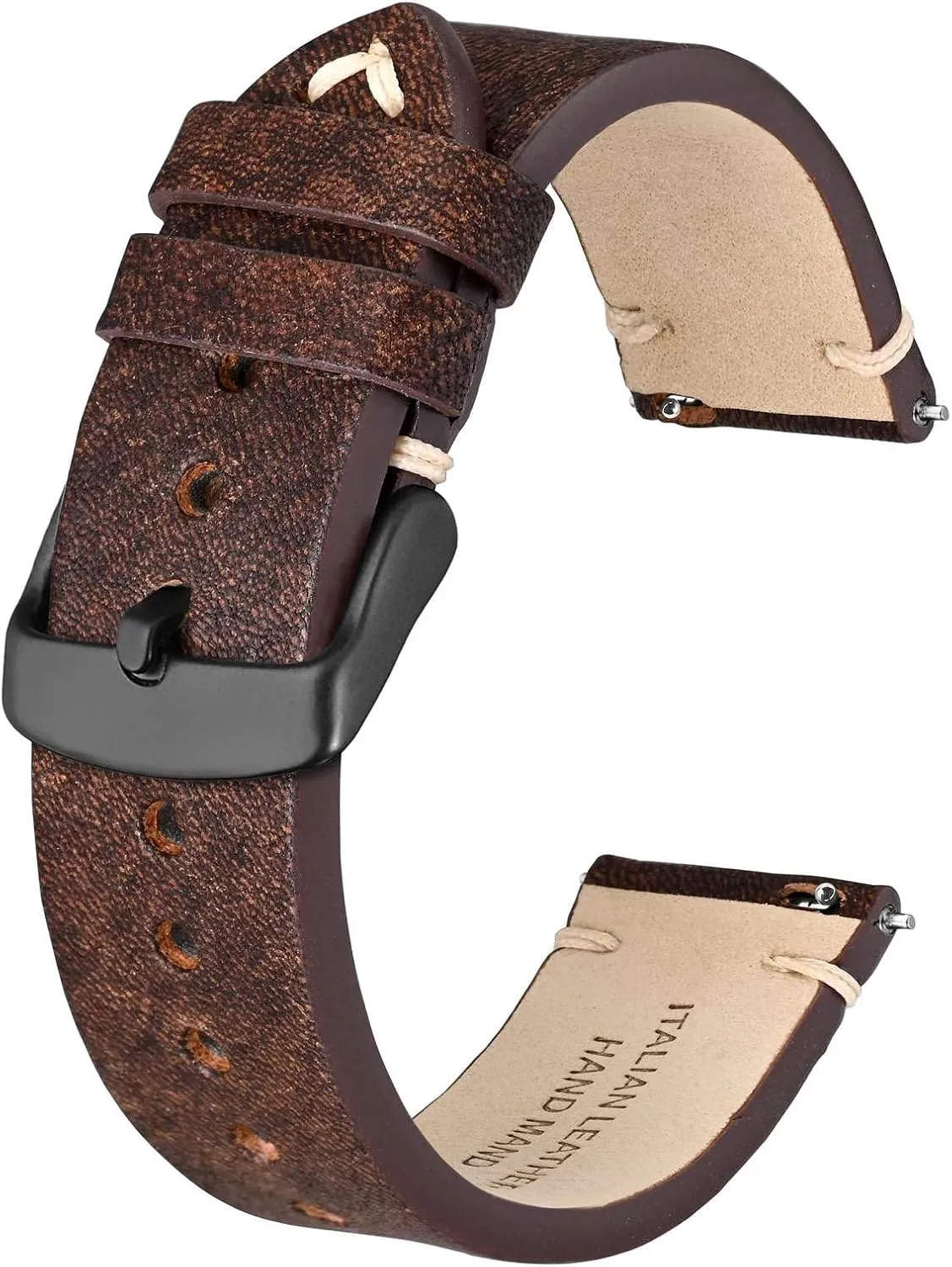 BSIONSTRAP Antique Watch Bands for Men, Italian Leather, Quick Release Watch Straps, Compatible with Watch Lug Width 18mm 20mm 22mm