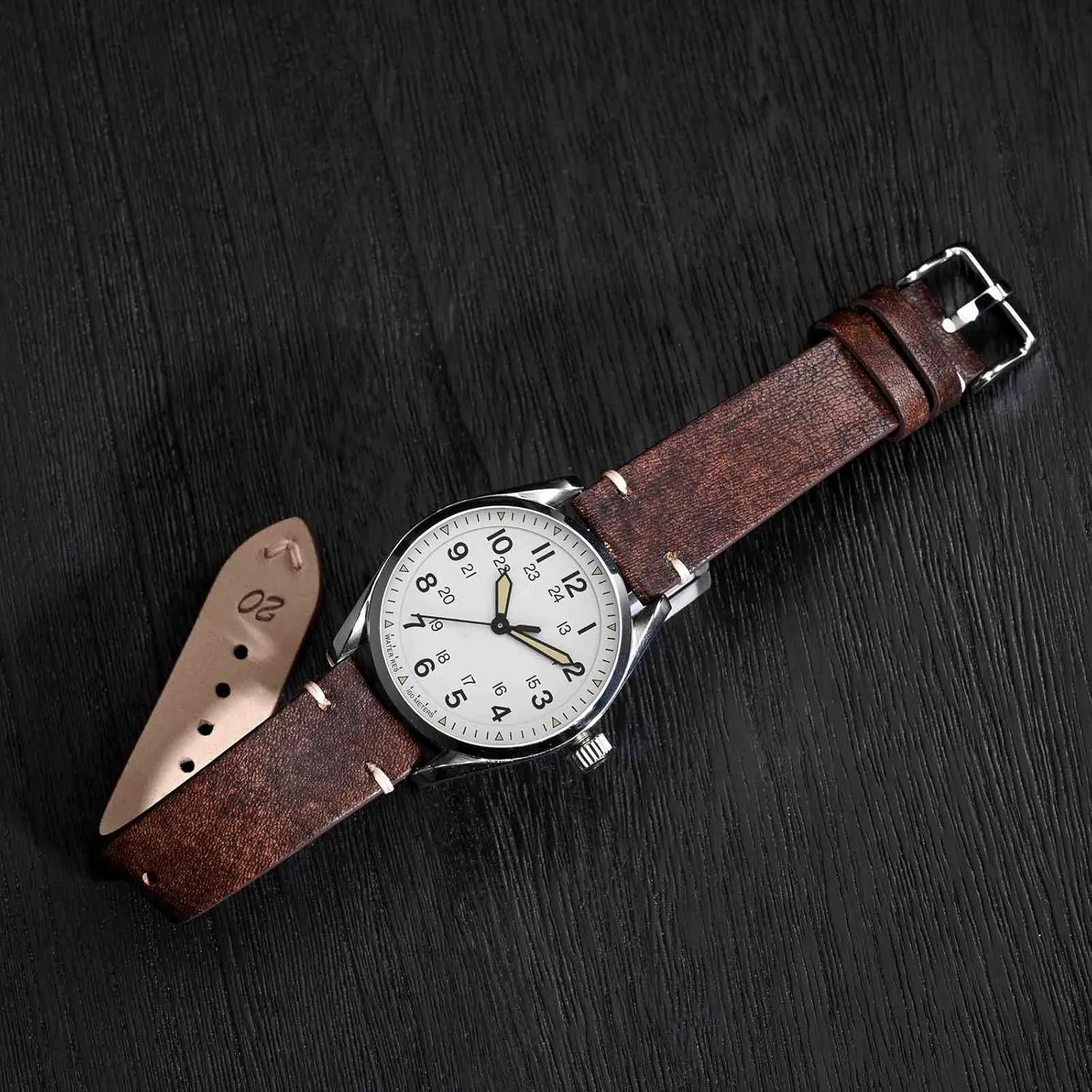 BSIONSTRAP Antique Watch Bands for Men, Italian Leather, Quick Release Watch Straps, Compatible with Watch Lug Width 18mm 20mm 22mm