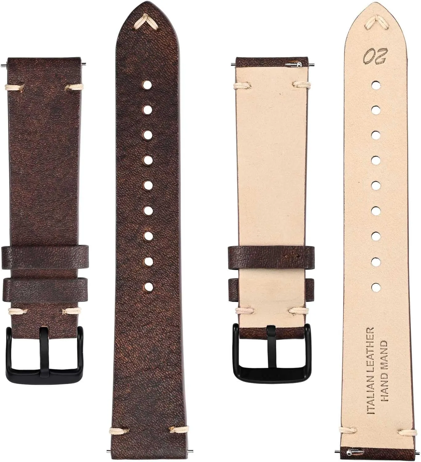 BSIONSTRAP Antique Watch Bands for Men, Italian Leather, Quick Release Watch Straps, Compatible with Watch Lug Width 18mm 20mm 22mm