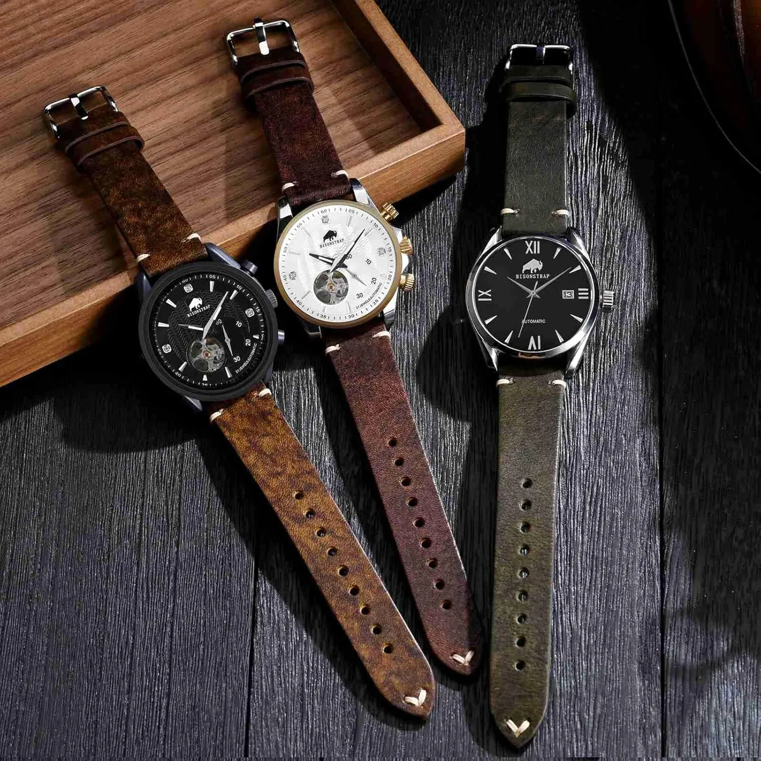 BSIONSTRAP Antique Watch Bands for Men, Italian Leather, Quick Release Watch Straps, Compatible with Watch Lug Width 18mm 20mm 22mm