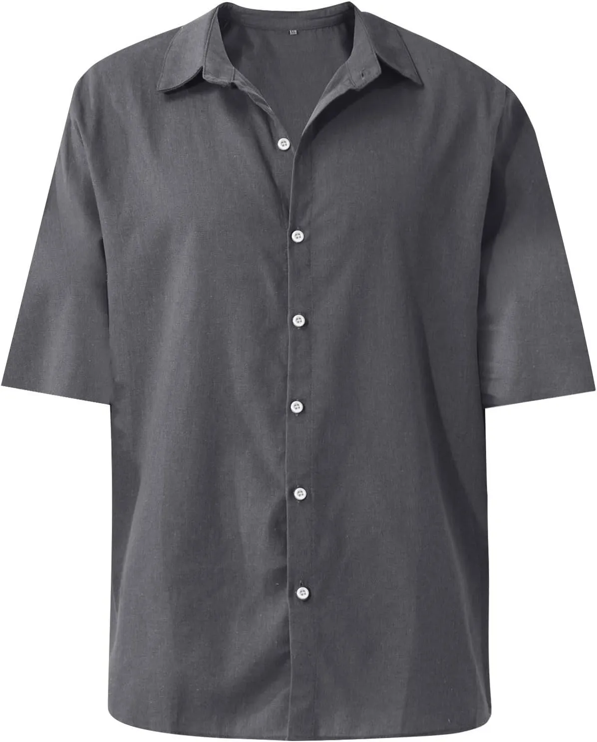 Button Down Shirt Men Casual Short Sleeve Summer Beach Shirts Plus Size Loose Lightweight Linen Shirts