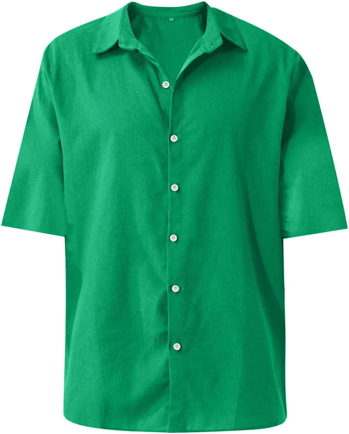 Button Down Shirt Men Casual Short Sleeve Summer Beach Shirts Plus Size Loose Lightweight Linen Shirts