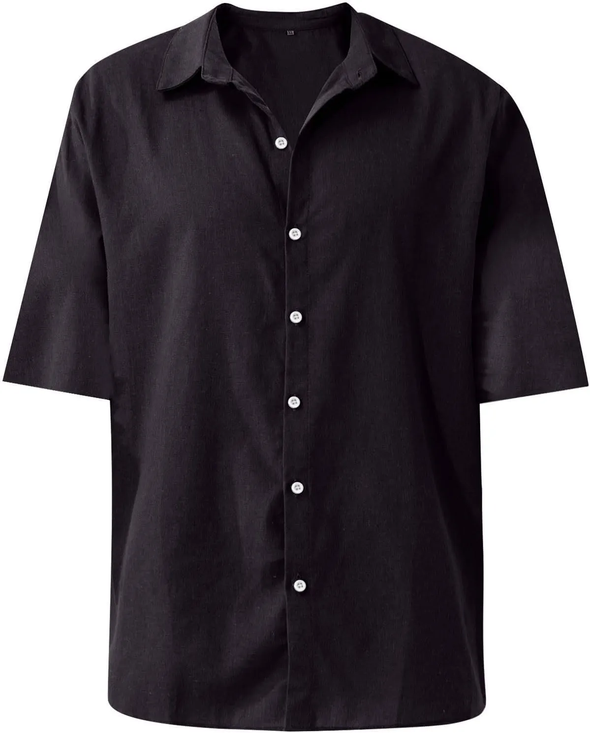 Button Down Shirt Men Casual Short Sleeve Summer Beach Shirts Plus Size Loose Lightweight Linen Shirts