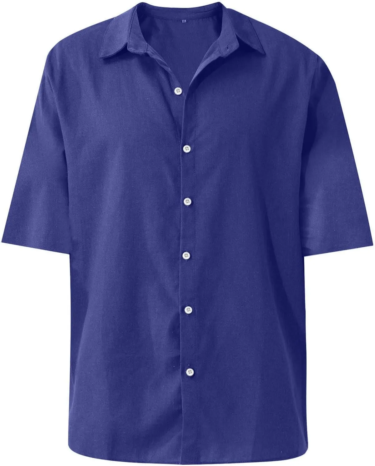 Button Down Shirt Men Casual Short Sleeve Summer Beach Shirts Plus Size Loose Lightweight Linen Shirts