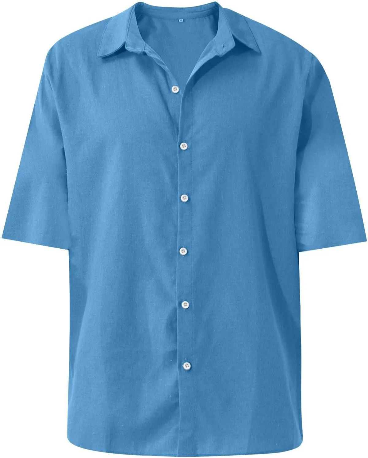 Button Down Shirt Men Casual Short Sleeve Summer Beach Shirts Plus Size Loose Lightweight Linen Shirts