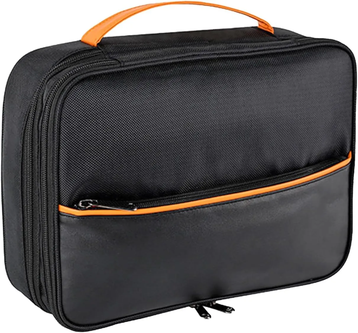Cable Storage Bag, Waterproof Portable Electronic Accessories Carry Case, 3 Layers Travel Organizer Bag for Chargers, Data Cables, and Power Banks, Black