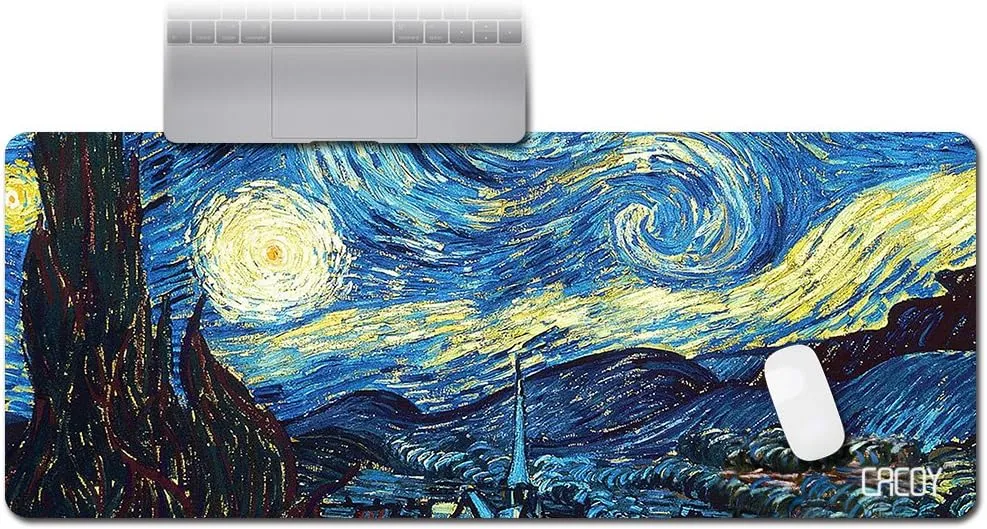 Cacoy Gaming Mouse Pad, 40"x16" Large Non-Slip Rubber Base Mousepad, XXL Extended Keyboard Mouse Mat, Stitched Edges Office Desk Pad, Mouse Pad for Full Desk, Computer Keyboard Mouse Mat, Starry Night