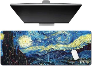 Cacoy Gaming Mouse Pad, 40"x16" Large Non-Slip Rubber Base Mousepad, XXL Extended Keyboard Mouse Mat, Stitched Edges Office Desk Pad, Mouse Pad for Full Desk, Computer Keyboard Mouse Mat, Starry Night
