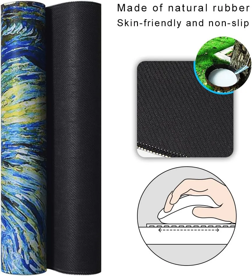 Cacoy Gaming Mouse Pad, 40"x16" Large Non-Slip Rubber Base Mousepad, XXL Extended Keyboard Mouse Mat, Stitched Edges Office Desk Pad, Mouse Pad for Full Desk, Computer Keyboard Mouse Mat, Starry Night