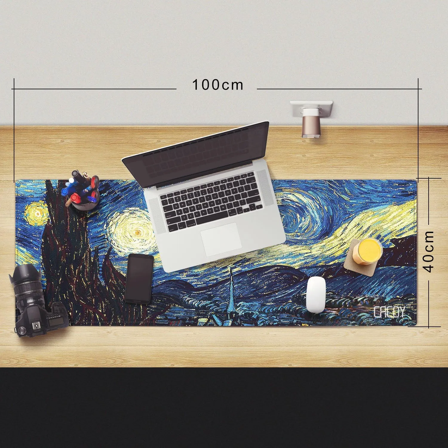 Cacoy Gaming Mouse Pad, 40"x16" Large Non-Slip Rubber Base Mousepad, XXL Extended Keyboard Mouse Mat, Stitched Edges Office Desk Pad, Mouse Pad for Full Desk, Computer Keyboard Mouse Mat, Starry Night