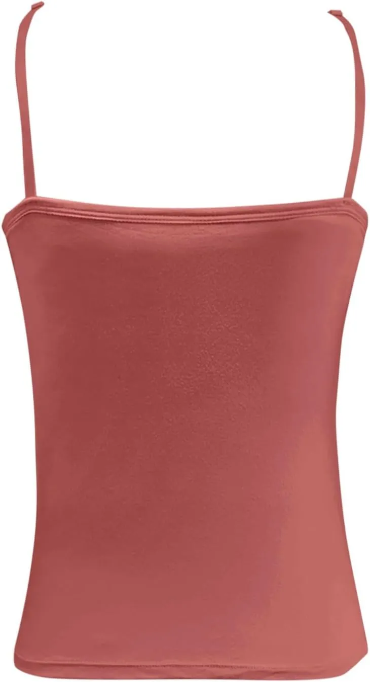 Camisole Tank Top with Built in Bra for Women V Neck Sleeveless Summer Workout Going Out Double Lined Shelf Cami Shirt