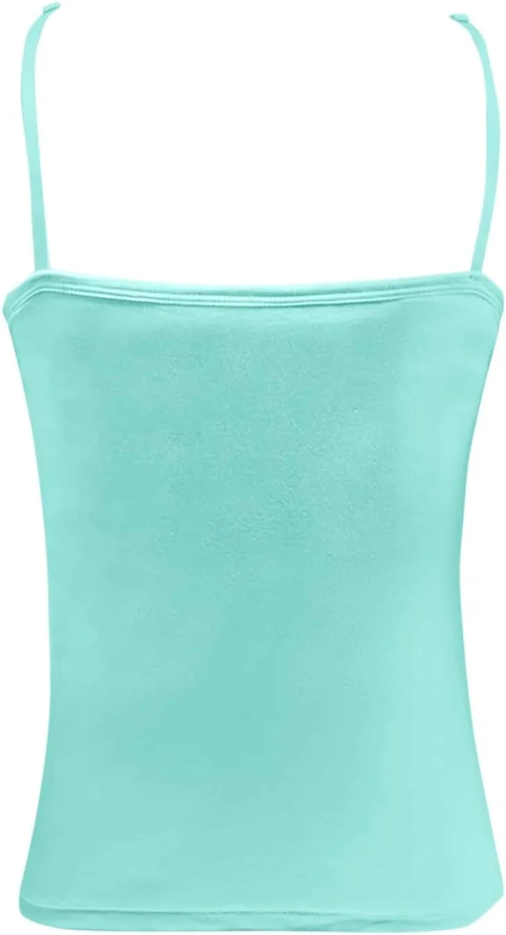 Camisole Tank Top with Built in Bra for Women V Neck Sleeveless Summer Workout Going Out Double Lined Shelf Cami Shirt