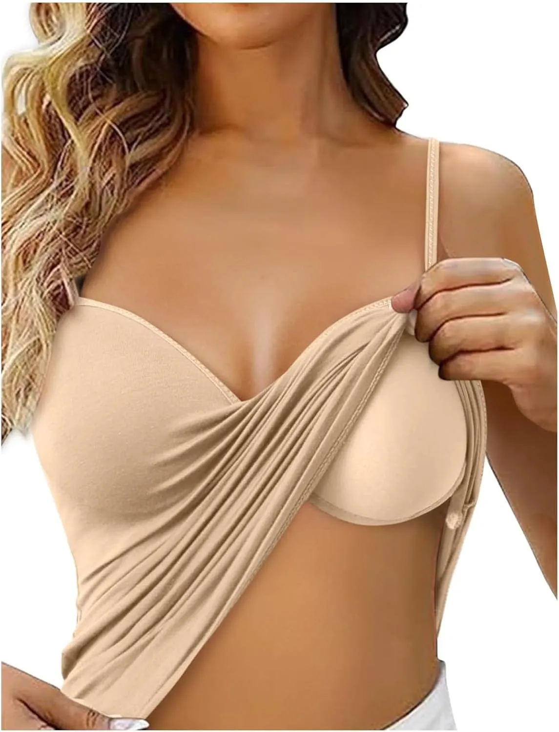 Camisole Tank Tops with Built in Bra for Women 2025 Racerback Workout Undershirts Summer Sports Padded Cami Tube Yoga Tops