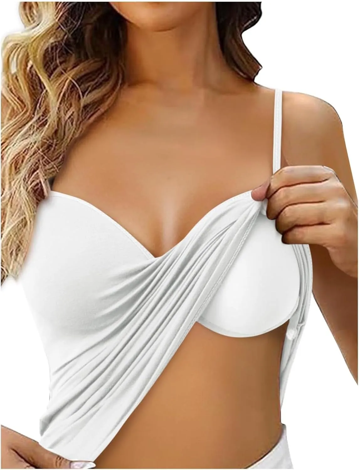 Camisole Tank Tops with Built in Bra for Women 2025 Racerback Workout Undershirts Summer Sports Padded Cami Tube Yoga Tops