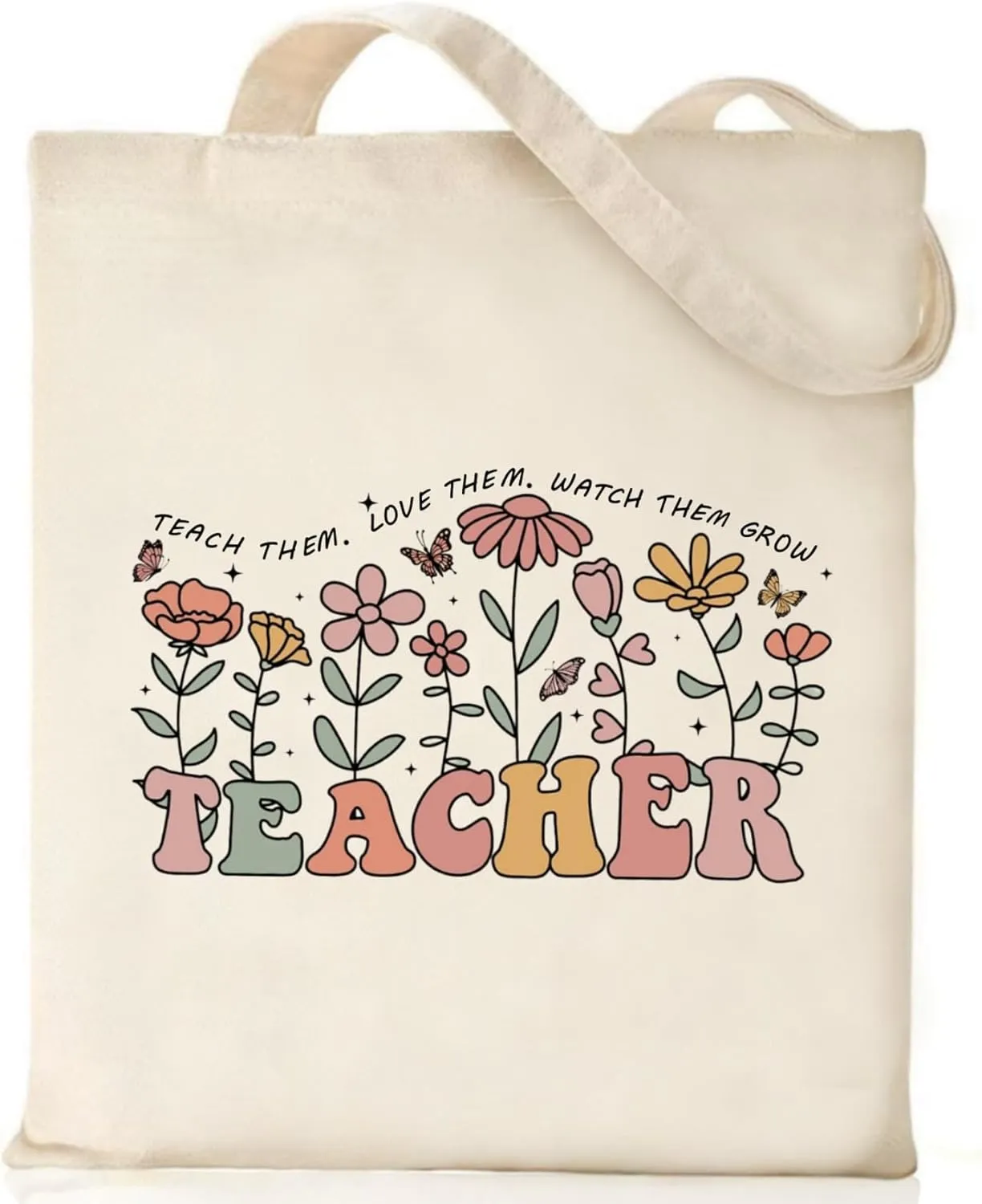 Canvas Tote Bags Teacher Appreciation Gifts Aesthetic Travel Beach Bag Cute Reusable Grocery Shopping Bag