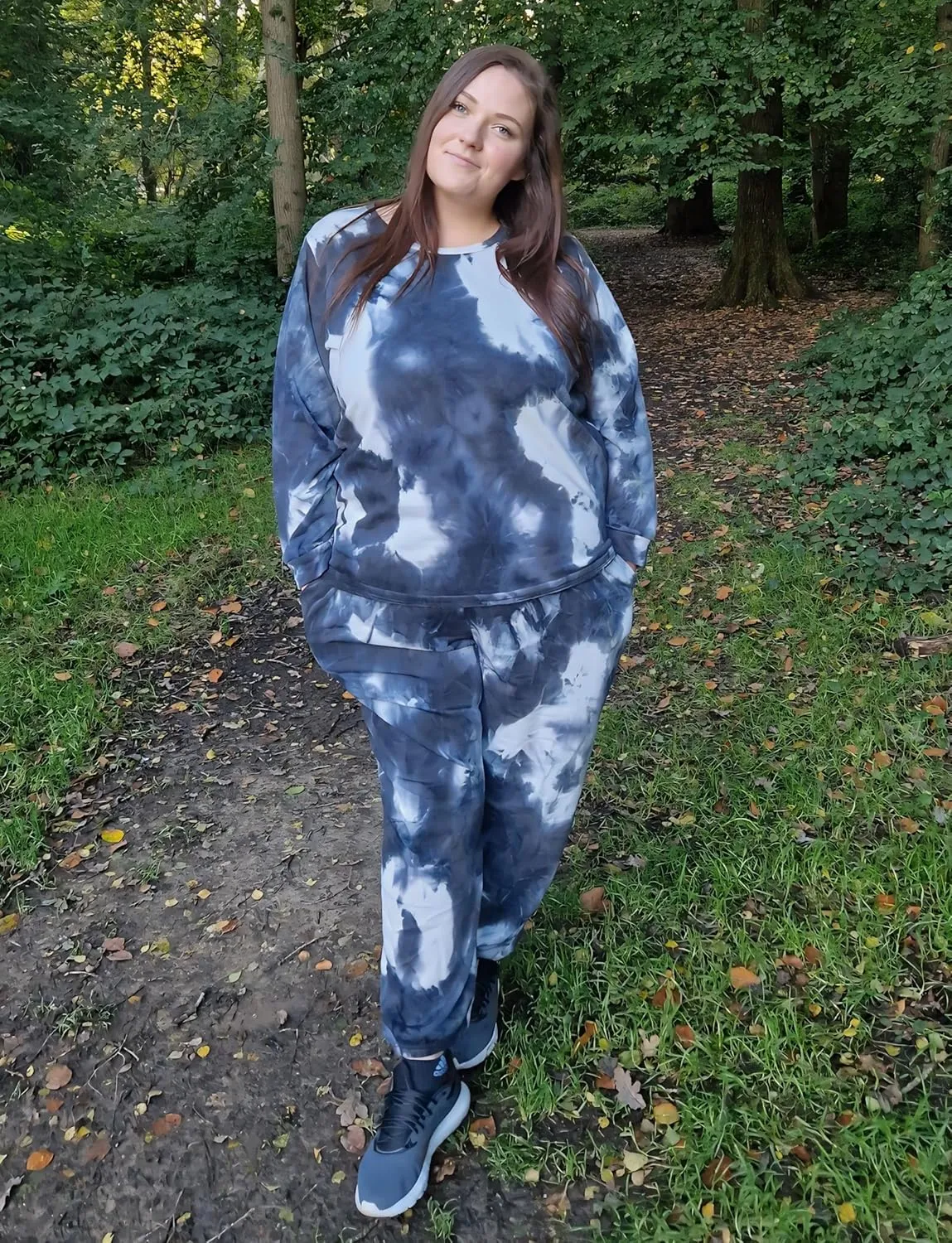 CARCOS Plus Size 2 Piece Outfits for Women Tie Dye Fall Sets for Womens Winter Lounge Set Track Suits Jogger Sets XL-5XL